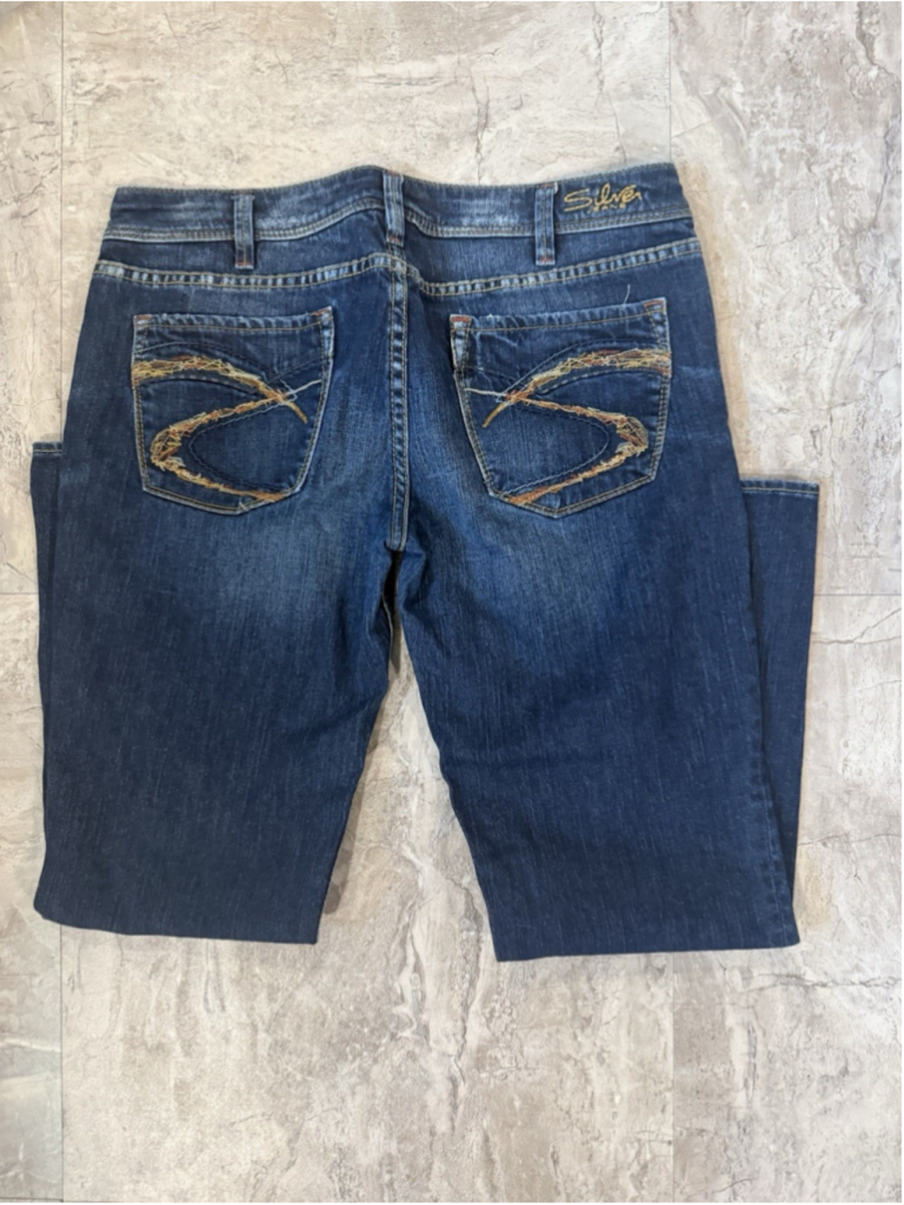 Silver Jeans Womens 31 Aiko Flood Dark Wash Blue Stretch Threaded Pockets